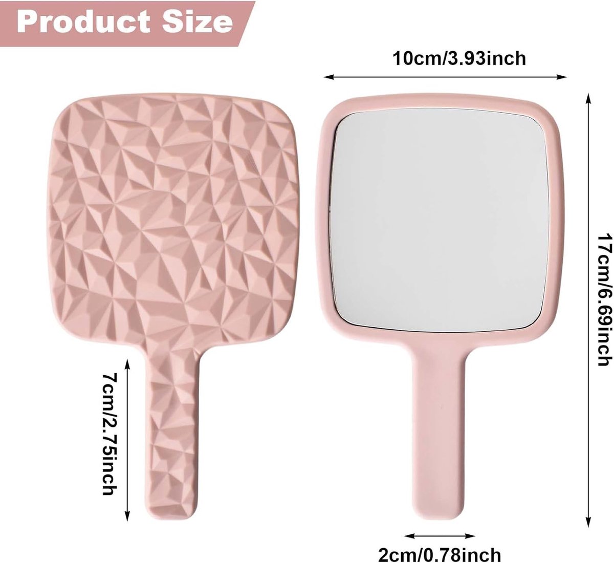 SnelShoppen - Handspiegel met Handvat - Draagbare Make-up Spiegel - Kleine Handspiegel voor Reizen, Schoonheid, Kantoor en Dagelijkse Make-up voor Vro