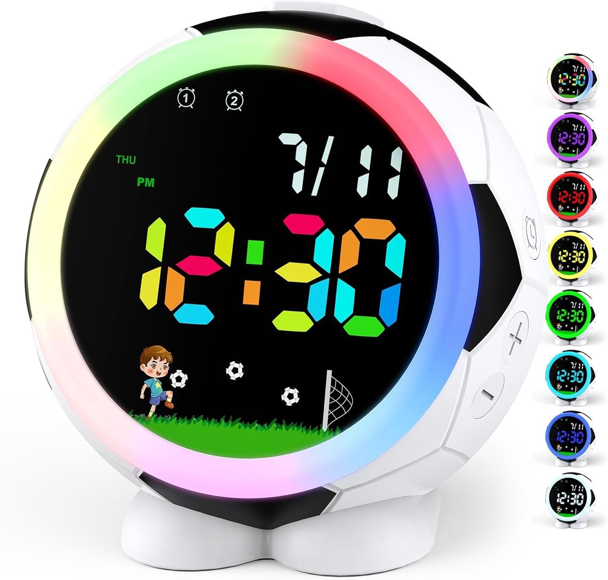 SnelShoppen - Digitale Wekker voor Kinderen met Nachtlampje, Dubbele Wekker, 6 Wektonen, 9 Volumen, 3 Helderheidsniveaus, Snooze, Datum, USB-oplaadbaa