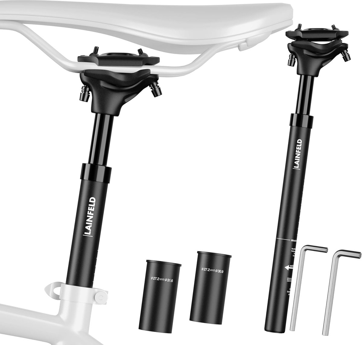 SnelShoppen - Geveerde Zadelpen 27,2 mm, 30,9 mm of 31,6 mm | Verstelbare Aluminium Zadelpen voor MTB, E-bike, Dames en Heren Fietsen | Inclusief Gere