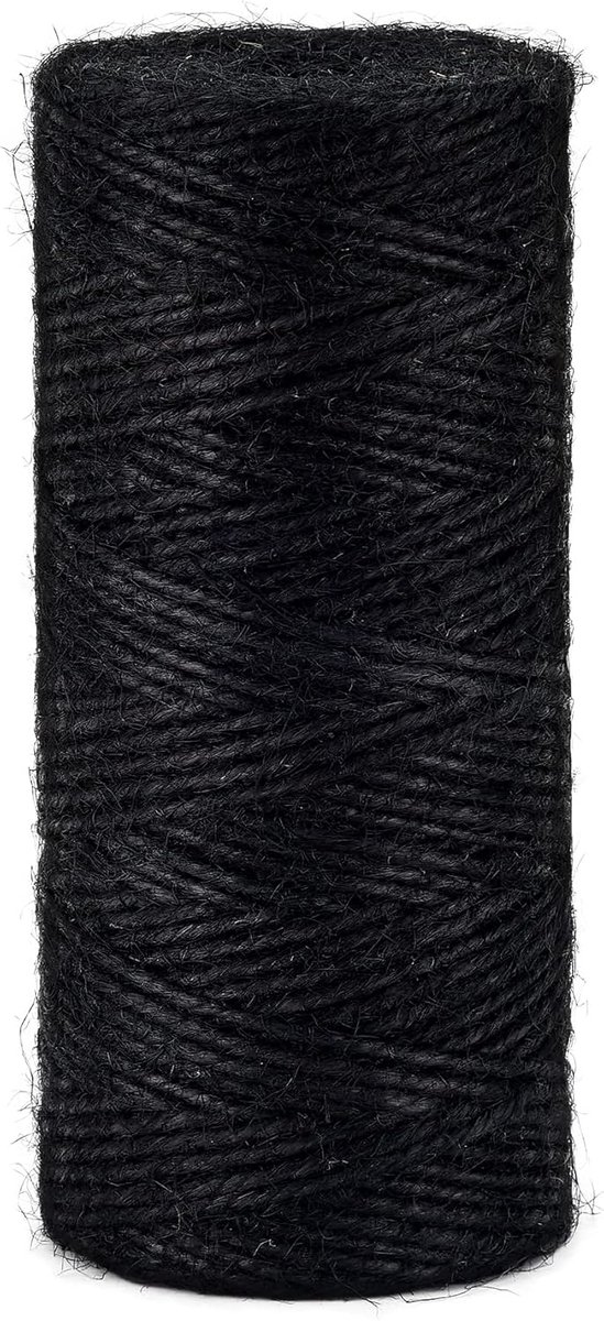 SnelShoppen - Jute Touw 2 mm ± 160 m Zwart - Natuurlijk Jute Touw voor Tuin, Decoratie, Knutselen en Verpakken