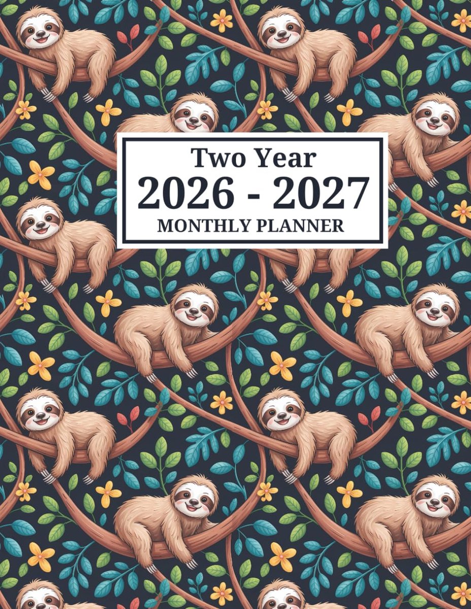 SnelShoppen - 2026-2027 Maandplanner met Grappige Luiaards - Twee Jaar Agenda - Organiser voor Afspraken, Doelen en Evenementen - Ruime Indeling - Per