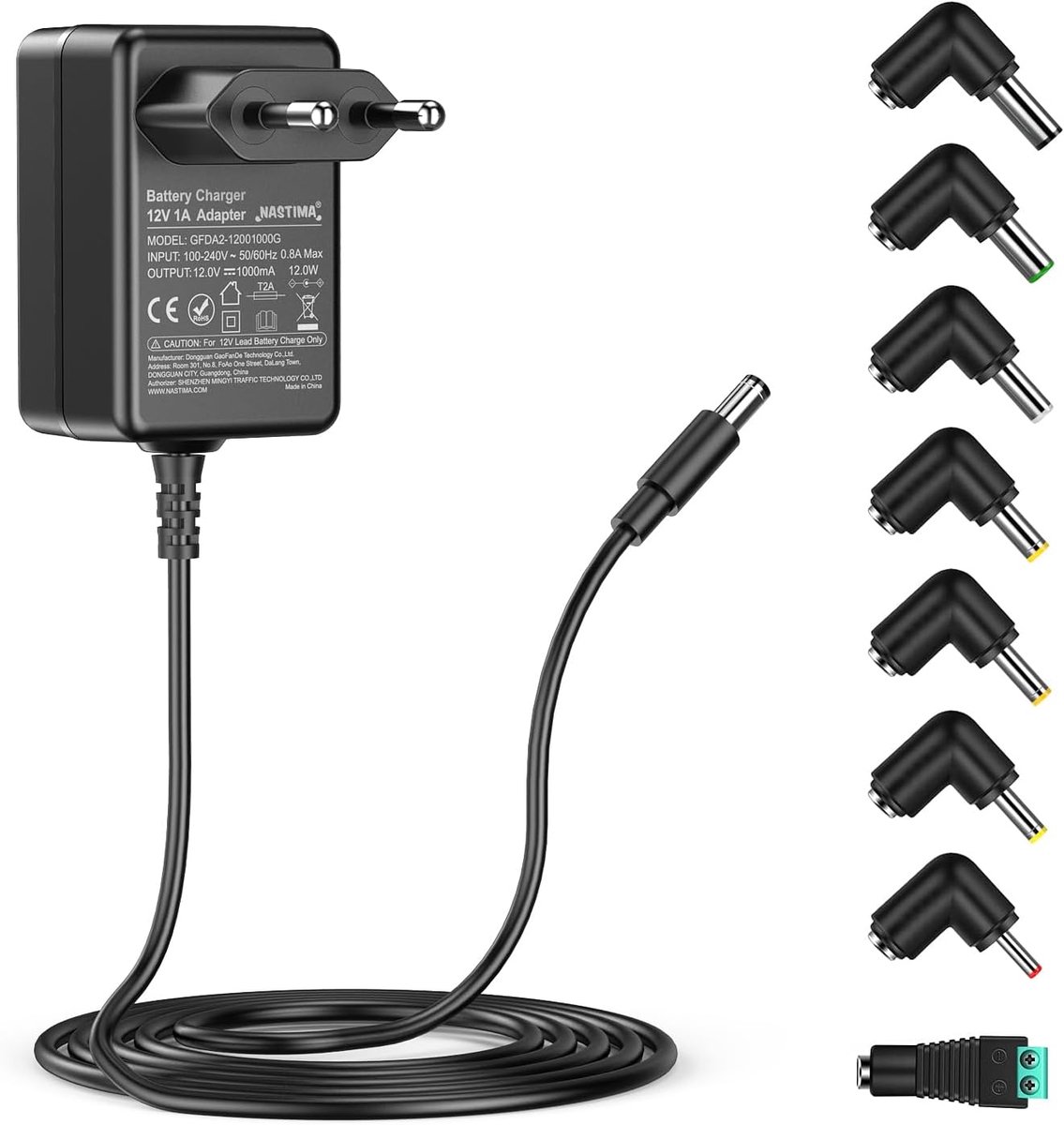 SnelShoppen - Elektrische Kinderautolader 12V 1A voor SUV, ATV, Motorfiets - Universele Oplader met Indicatie LED en 8 Converters - 150 cm Kabel