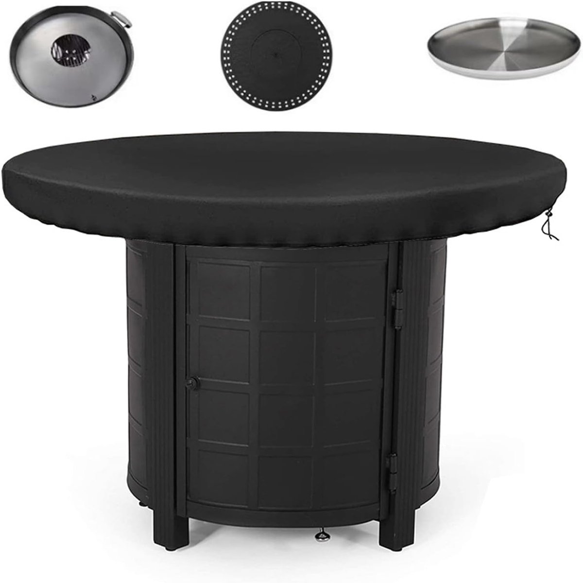 SnelShoppen - Vuurschaalhoes 80cm - Ronde Grillhoes - Waterdichte en Stofdichte Barbecuehoes voor Buiten - Oxford-stof 420D - UV-bestendig - Zwart