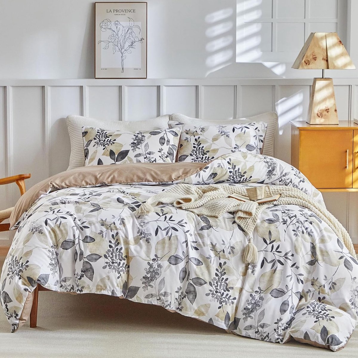 SnelShoppen - Dekbedovertrek 220x240 cm met Aquarelpatroon, Microvezel, 3-Delig, Inclusief 2 Kussenslopen van 50x75 cm voor Bed 150 cm, Slaapkamer Dec