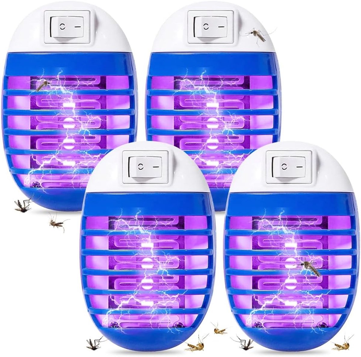 SnelShoppen - Muggensteker 4 stuks - Elektrische Insectenverdelger - UV Muggenlamp - Insectenval voor Keuken, Slaapkamer, Woonkamer en Tuin - Muggenbe
