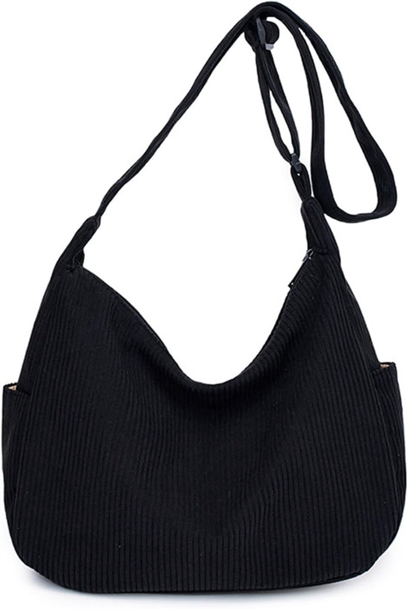 SnelShoppen - HAIWILL Crossbody Bag Dames, Halve Maan, Corduroy, middelgroot, Schoudertas, Hobo Bag, Shopper, Buideltas voor College, School, Werk, Re