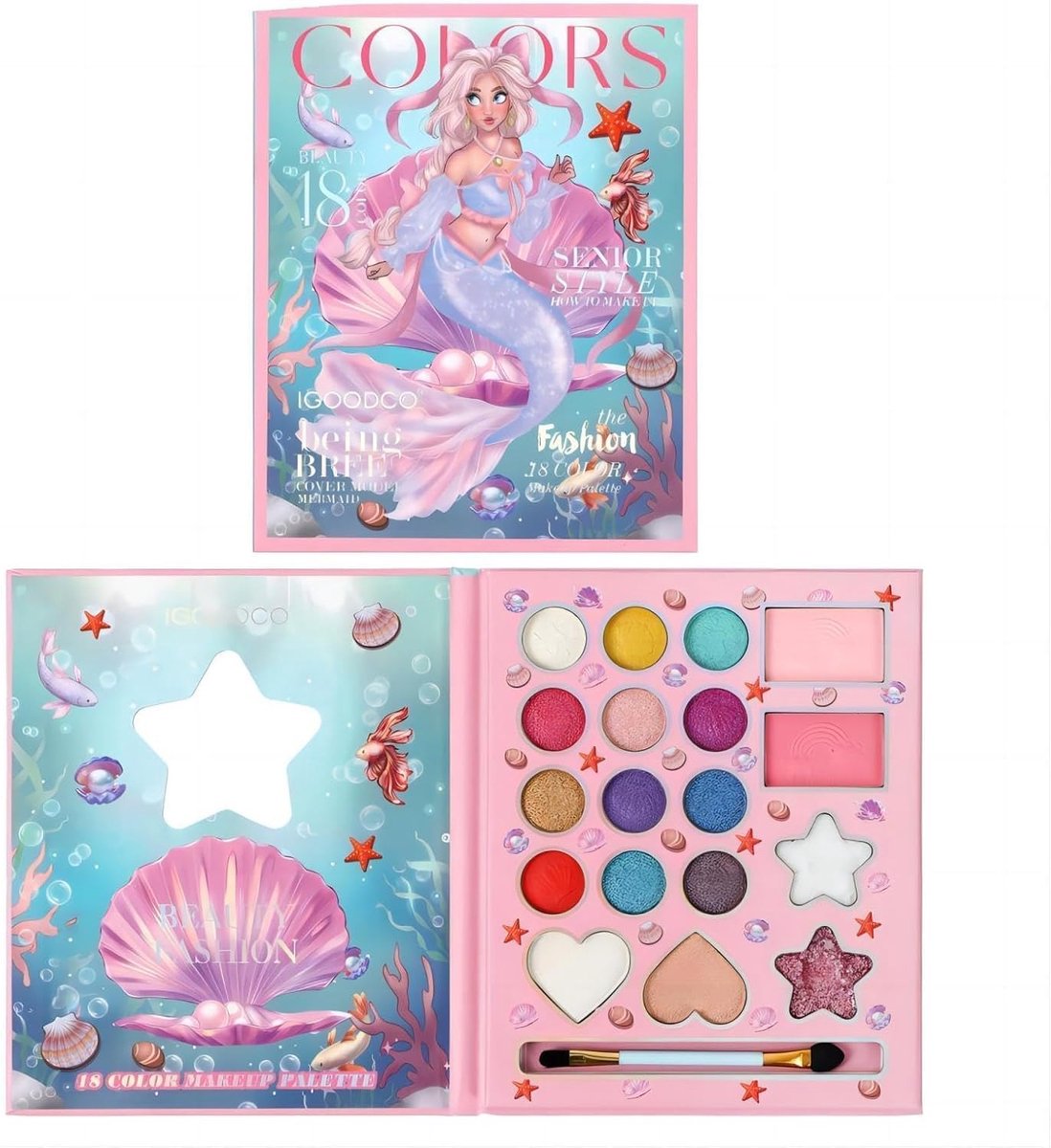 SnelShoppen - Schminkset Kinder Make-Up Set - Onschadelijk & Wasbaar - 18 Kleuren - Halloween Make-Up voor Meisjes - DIY Prinses Make-Up - Veilige Spe