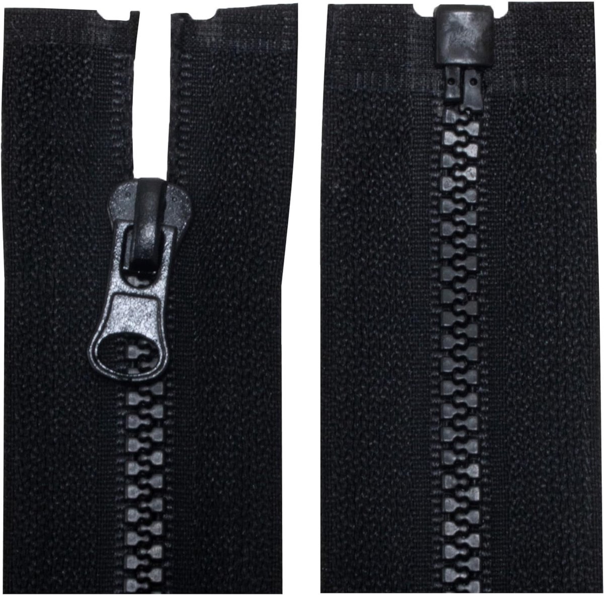 Set van 2 Losse Ritsen Maat 3 - 75 cm - Verdeelbaar - Zwart Metaal - Voor Kleding en Naaiprojecten