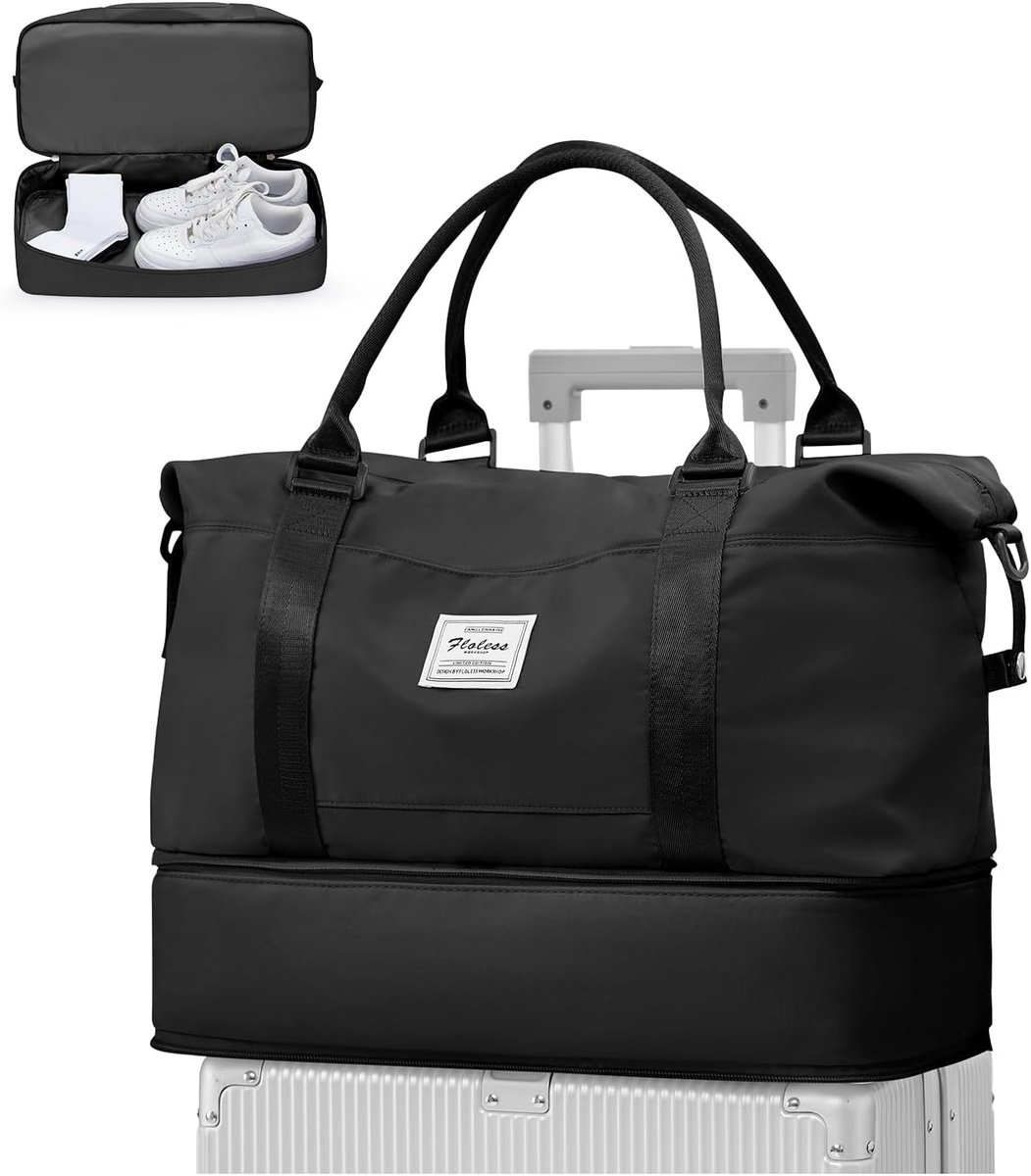 SnelShoppen - Travel Bag Dames Ryanair Cabin Bag 40x30x20cm Wizz Air Onderzit Weekendtas Unisex Sporttas met Schoencompartiment Waterdicht A02-Zwart