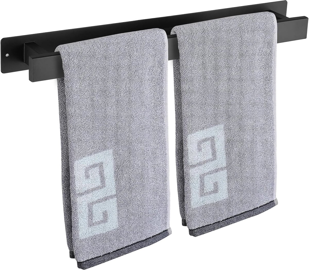 SnelShoppen - Towel Rack 20 Inch Matte Black, Zelfklevend of Schroefbevestiging, Roestvrij Staal Handdoekenrek, Waterproof en Roestvrij, Ideaal voor B