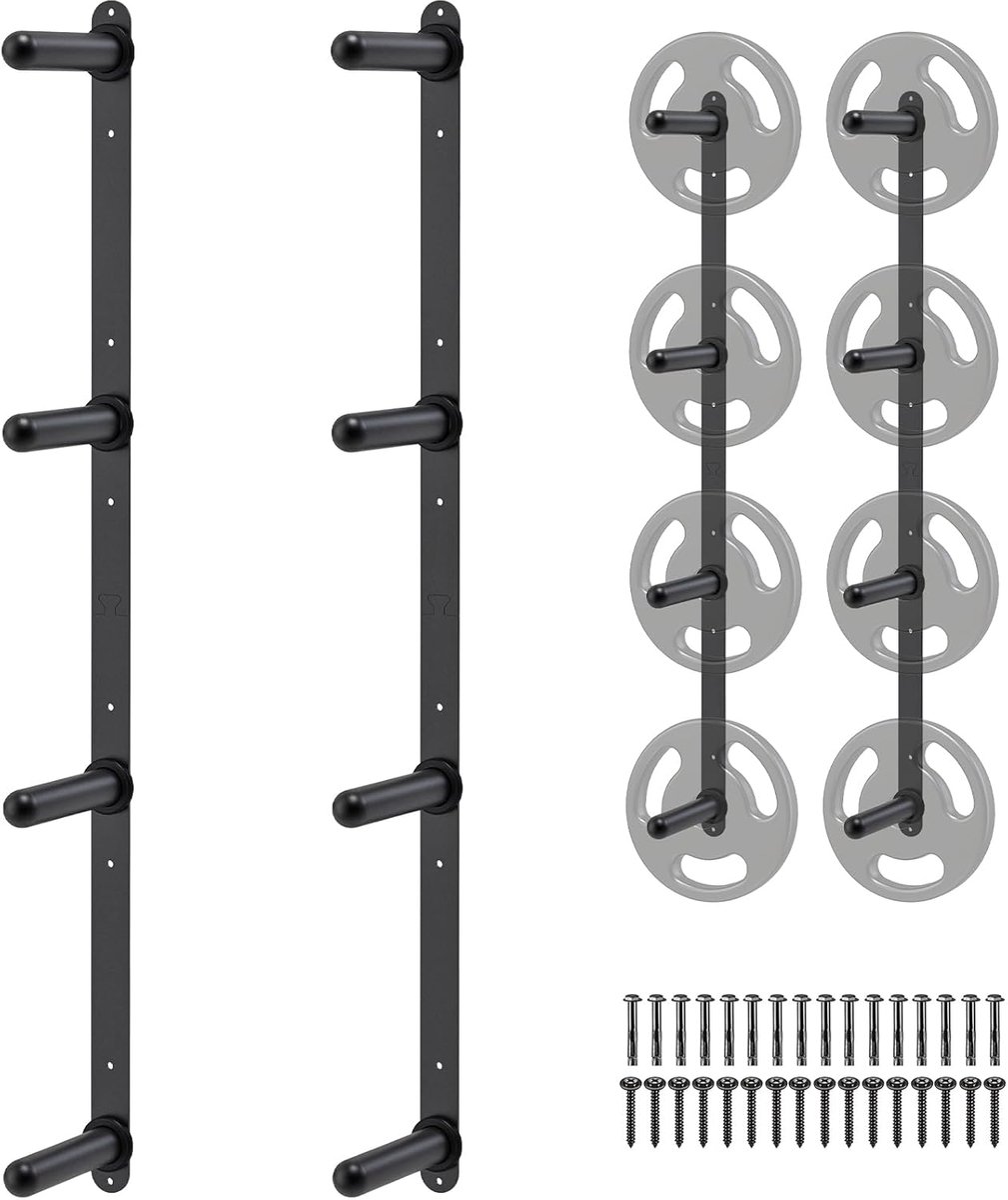 SnelShoppen - Kipika Weight Plate Storage Rack - Wandgemonteerd 4 Pin Duurzaam Staal Organiser voor Olympische Schijven - 726 kg Capaciteit Ruimtebesp