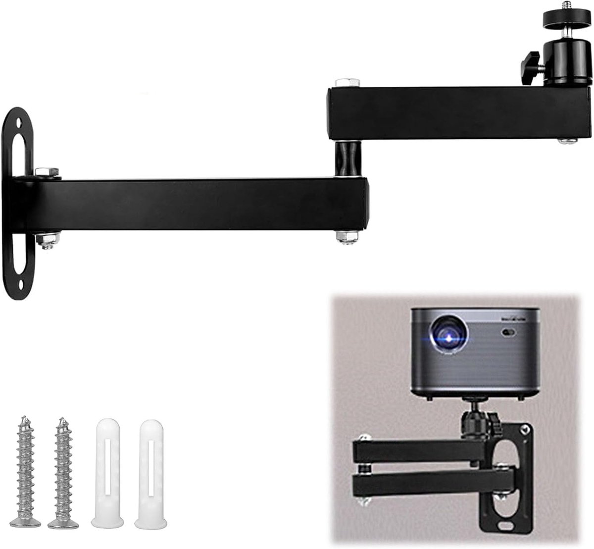 SnelShoppen - Projector Beugel Muurbevestiging 360 Graden Draaibaar, Verstelbare Projectorhouder van Metaal, Compatibel met Projectors en Camera's - 1