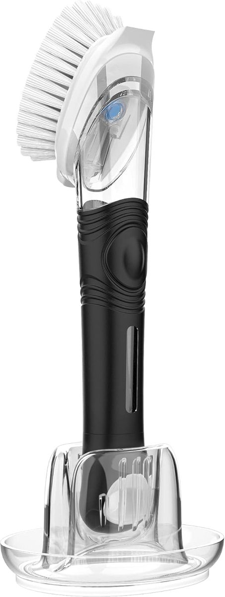 SnelShoppen - Soap Dispensing Dish Brush Set met Houder voor Keuken, Duurzaam, Krasvrij, Nylon Borstels, Ideaal voor Pannen en Afwas, 1 Stuk