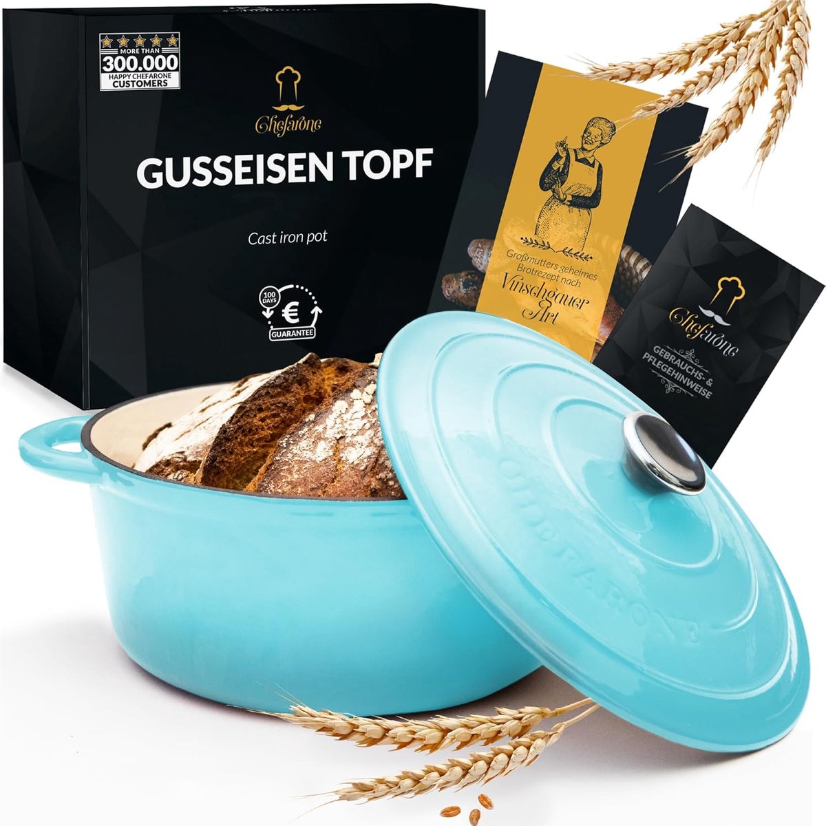SnelShoppen - Emailleren Gietijzeren Pan 26 cm, 4.7 L, Stew Pan met Deksel, Inductie Geschikt, Casserole voor Koken, Bakken van Brood en Stoofgerechte