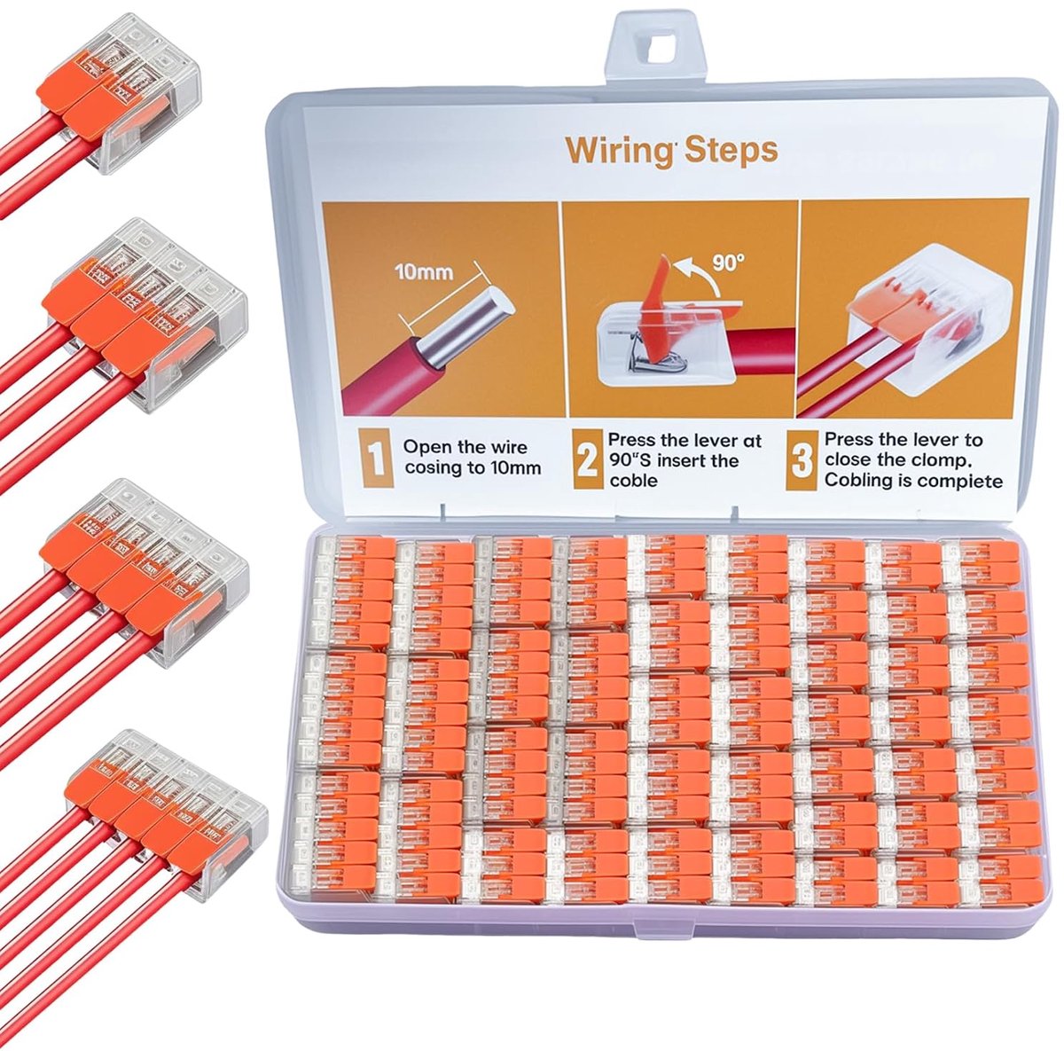 SnelShoppen - 80-delige kabelverbinderset met hendel, insteekbare kroonklemmen 2/3/4/5-polig, elektrische kabelklemmen tot 4 mm² voor huisinstallatie
