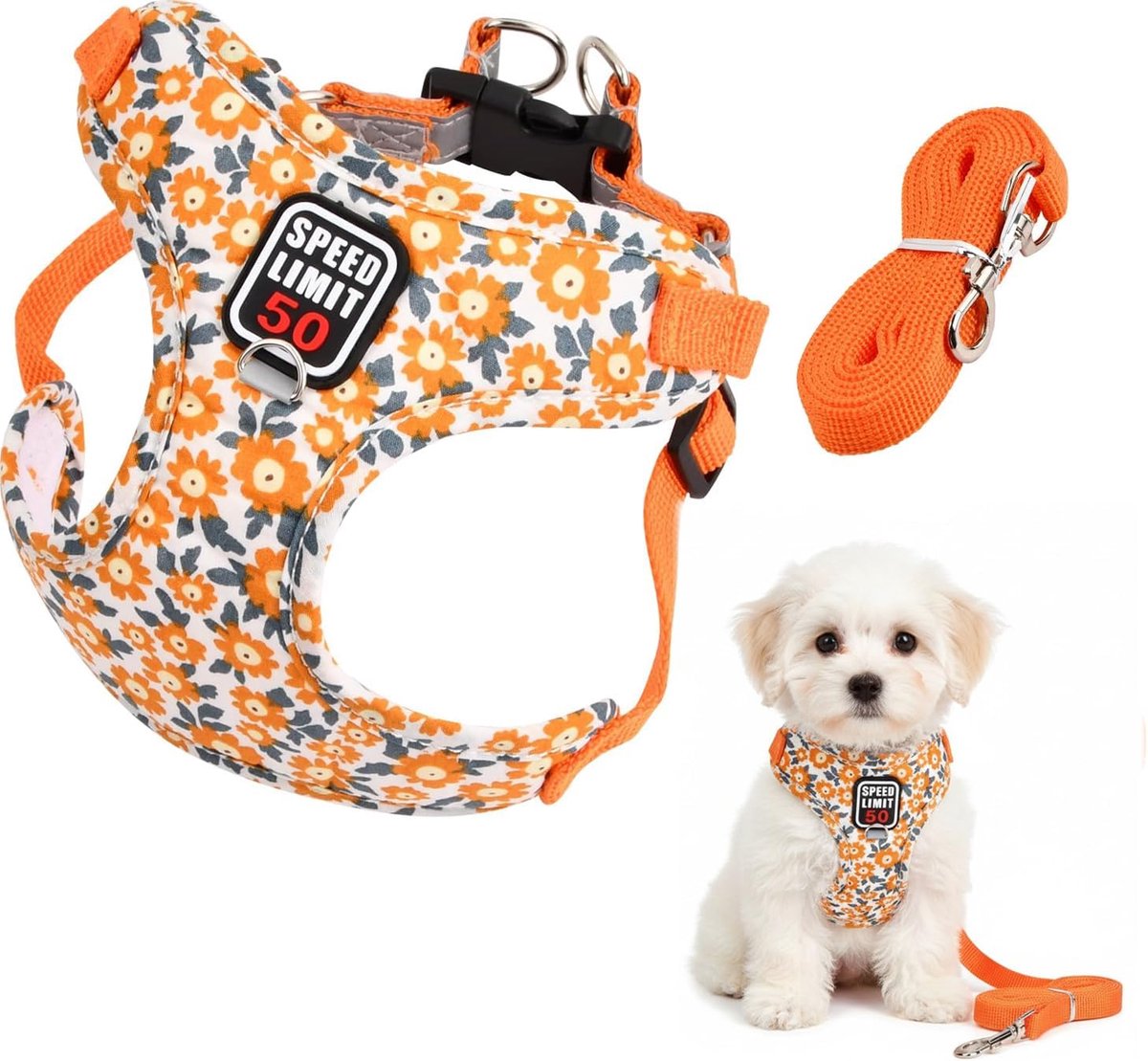 SnelShoppen - Reflecterend Hondenharnas voor Huisdieren - Verstelbaar Anti-Trekvest voor Katten, Puppy’s en Kleine Huisdieren - Oranje - 1 Stuk