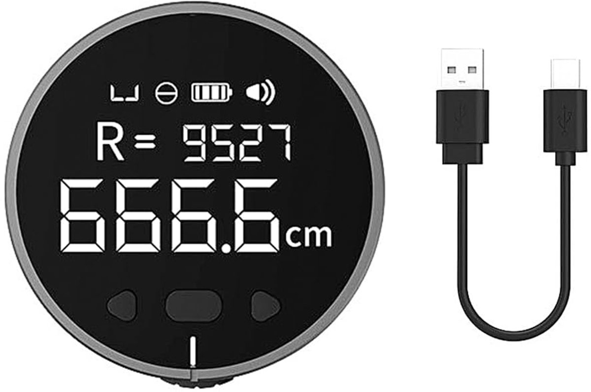 Thijox - Elektronische Digitale Rolmaat met LCD-Display, Oplaadbare Lengtemeter, Draagbare Digitale Liniaal voor Nauwkeurige Metingen, Zwart, Ideaal v