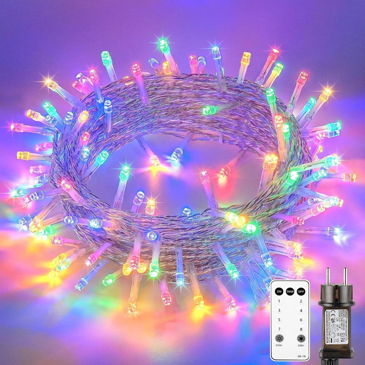 SnelShoppen - Lichtsnoer met Afstandsbediening 20M 200 LED Waterdicht Meerkleurige Kerstverlichting voor Binnen en Buiten, Decoratie voor Tuin, Bruilo