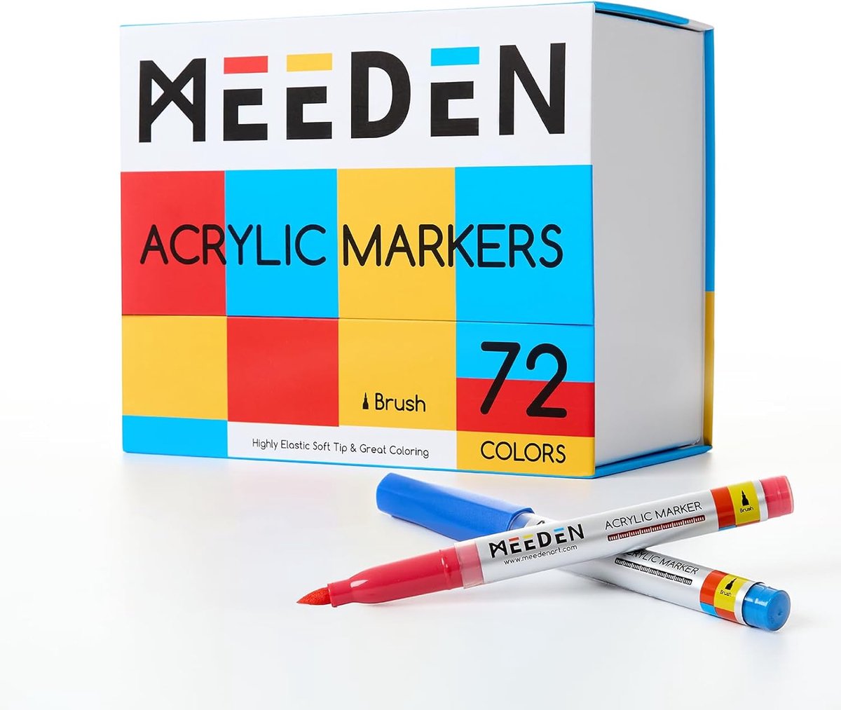 SnelShoppen - 72 Kleurige Acrylverf Markers met Borstelpunt - 10ml Waterdichte Acryl Stiften voor Hout, Glas, Steen, Canvas, Eieren, Stof - Creatief S
