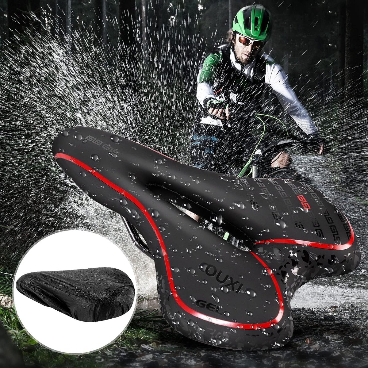SnelShoppen - Ergonomisch Fietszadel Gelzadel - Comfortabel, Waterdicht, Ademend - Schokabsorberend, Hol - Voor Fiets, Mountainbike, Racefiets, Stad,