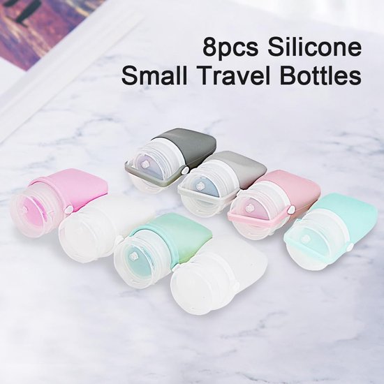 SnelShoppen - 8Pcs Reisbottles Set - Siliconen Levensmiddelenflessen 30ml - Lekvrije Mini Containers met Labels voor Shampoo, Crème, Cosmetica en Toil van Snelshoppen — afbeelding 4