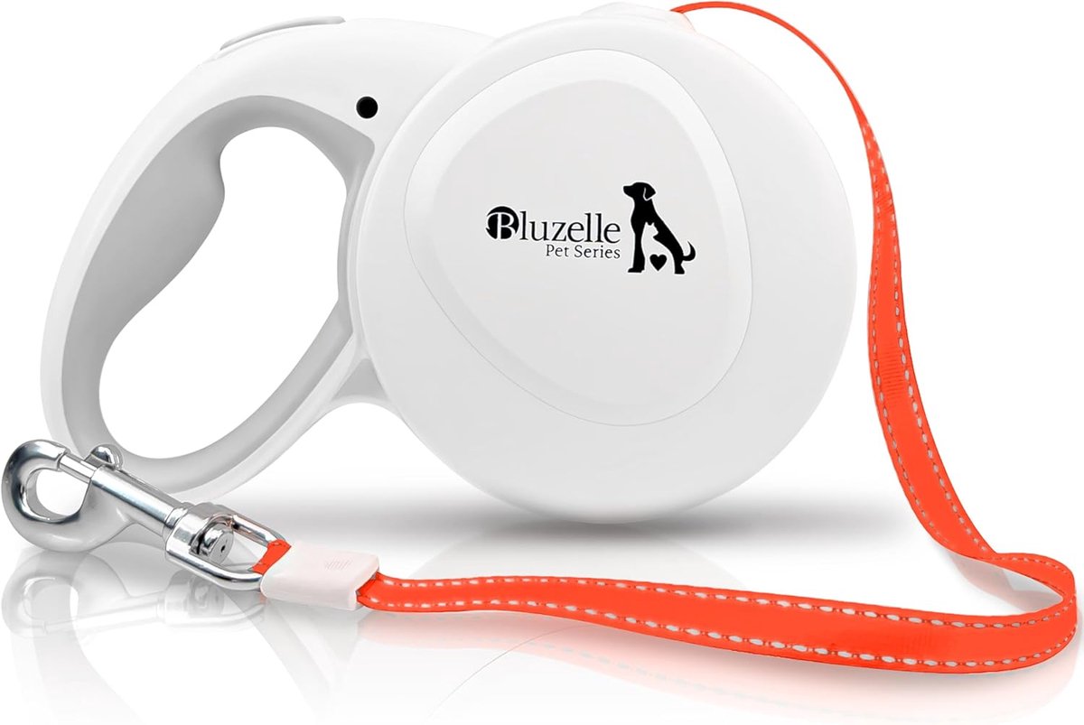 SnelShoppen - Retractable Hondenriem 8m voor Honden tot 50kg, Neon Oranje Reflecterende Leash met Rem, 360° Carabiner, Ergonomisch Handvat, Weerbesten