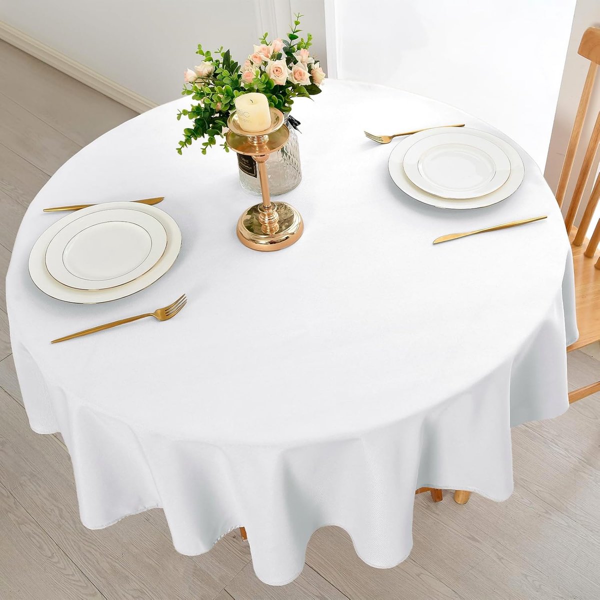 SnelShoppen - 180 cm Witte Tafelkleed - Waterdicht, Vlekbestendig en Wasbaar - Perfect voor Dineren, Tuinfeest, Bruiloft en Thuisgebruik