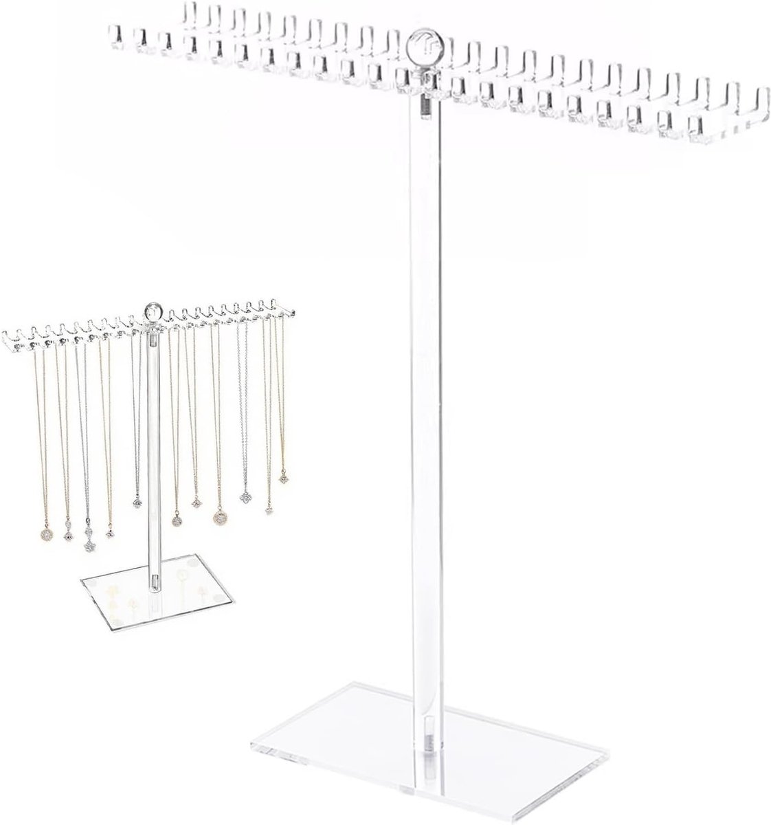SnelShoppen - Acryl Sieradenstandaard, Transparante Kettinghouder, Sieradenopberger met 40 Haken voor Halskettingen, Organiser voor Oorbellen, Horloge