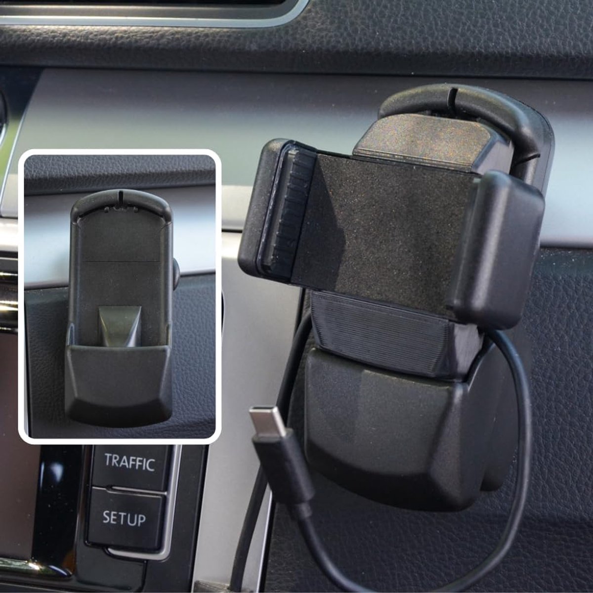 SnelShoppen - VW Mobiele Telefoonhouder | Smartphone Voorbereiding | Inclusief USB-C Oplaadkabel | Geschikt voor VW Passat, Golf, Touran, Polo, Tiguan