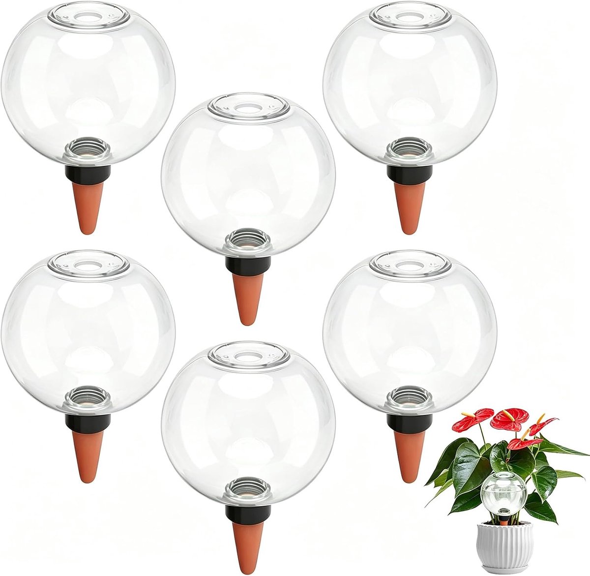SnelShoppen - Bewateringsballen voor Planten - 6 Stuks Automatische Plantenbewatering - 500 ml Transparante Irrigatiebal voor Kamer, Balkon en Tuinpla