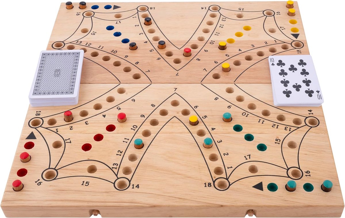 SnelShoppen - XL Tock Game - Vouwbare Hevea Houten Speldoos - Strategisch Bordspel voor 2 tot 4 Spelers - Kaartspel voor Kinderen vanaf 6 Jaar - Gezel