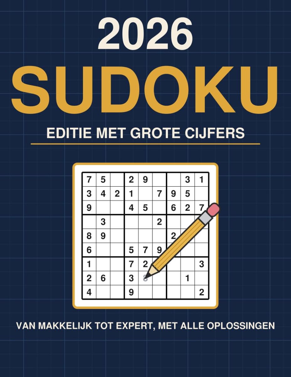 SnelShoppen - Sudoku 2026 - Grote Cijfers voor Volwassenen, 180 Sudoku's van Makkelijk tot Expert, 2 per Pagina, Inclusief Oplossingen