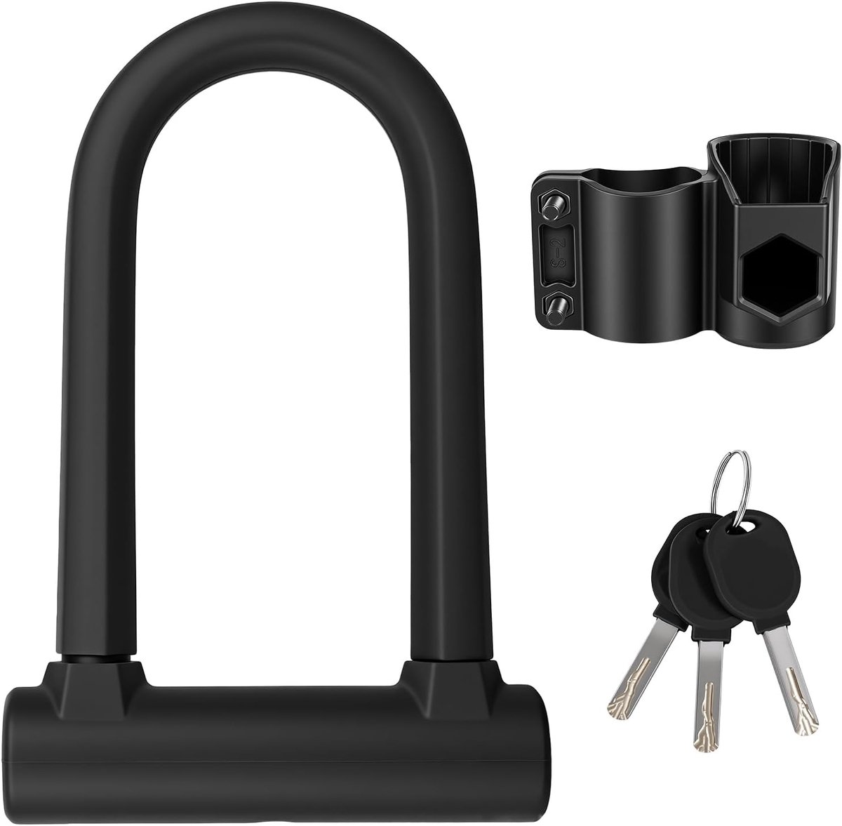 SnelShoppen - Beugelslot Fiets U-slot 18mm Gelegeerd Staal, Zinklegering Slotcilinder, 20x12,7cm, Fietsslot met Houder en 3 Sleutels voor Fiets, E-bik