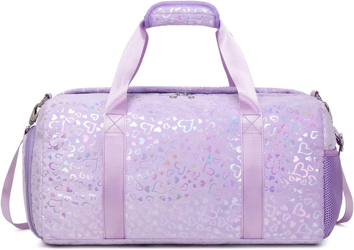 SnelShoppen - Kids Travel Bag, Duffle Bag, Sporttas met Schoencompartiment, Lilac, Medium, Waterafstotend, Voor Dans, Weekend, Sauna, Training, Zwemme