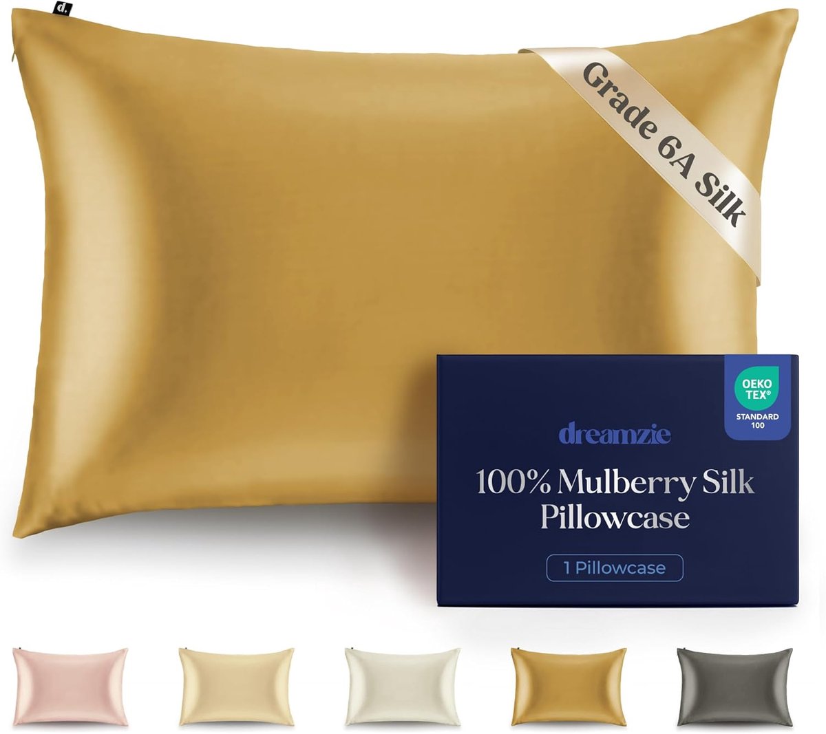 SnelShoppen - Zijde Kussensloop 100% Mulberry Zijde 22 Momme - Oeko-Tex Gecertificeerd - Luxe Kussensloop 50 x 70 cm - Goud voor Haar en Huid