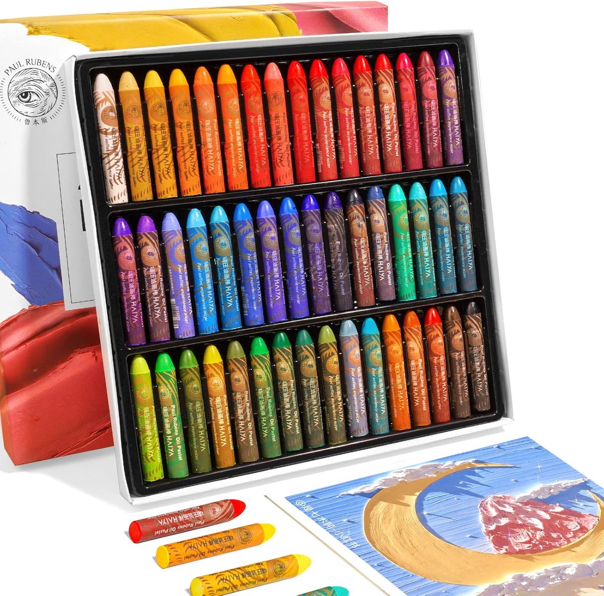 SnelShoppen - 48 Kleuren Oliekrijt, Zachte Oliechalk, Levendige en Romige Artistieke Benodigdheden voor Kunstenaars, Beginners, Studenten, Kinderen, S