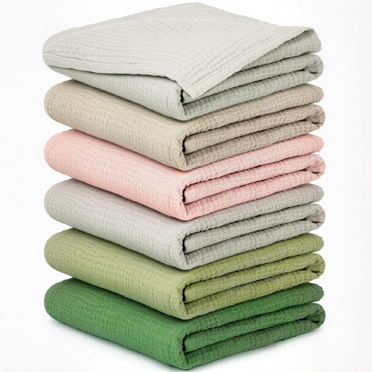 SnelShoppen - Musselintücher Baby Set van 6 Spuugdoeken 100% Katoen 60x60 cm Zacht Ademend Absorberend Perfect voor Jongens en Meisjes