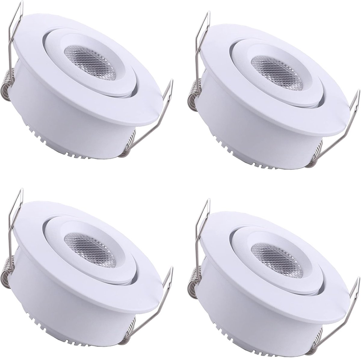 SnelShoppen - 4x Mini Inbouw Spotlights Rond Set - Verstelbare LED Plafondlampen - 3W Warm Wit - 220 Lumen - Ideaal voor Keuken, Woonkamer en Slaapkam