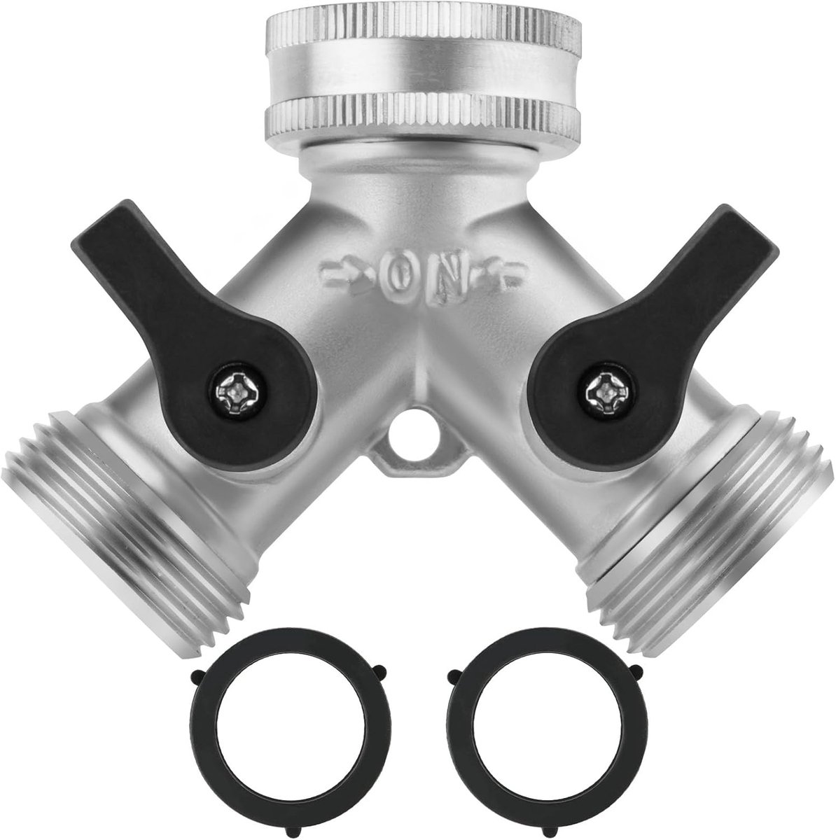 SnelShoppen - 2 Way Brass Hose Splitter - 3/4 Inch Tuinslang Aansluiting - Y Ventiel Kraan Splitter met Individuele Aan/Uit - Duurzaam Koper - Ideaal