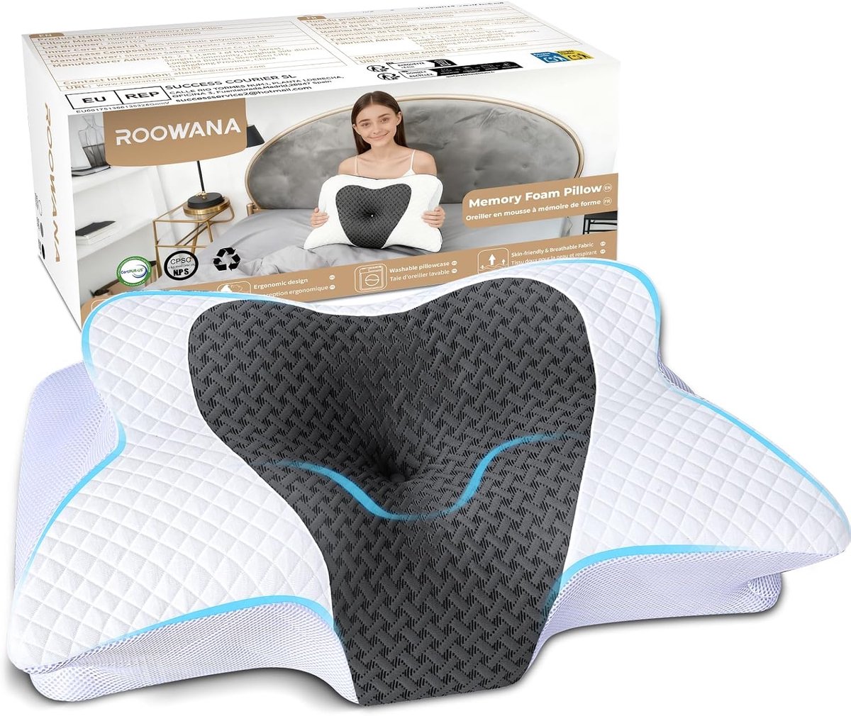 SnelShoppen - Ergonomisch Hoofdkussen voor Nekpijn, Memory Foam Orthopedisch Kussen, Verstelbaar Zijslaper Kussen, Nekondersteuning voor Zij-, Rug- en