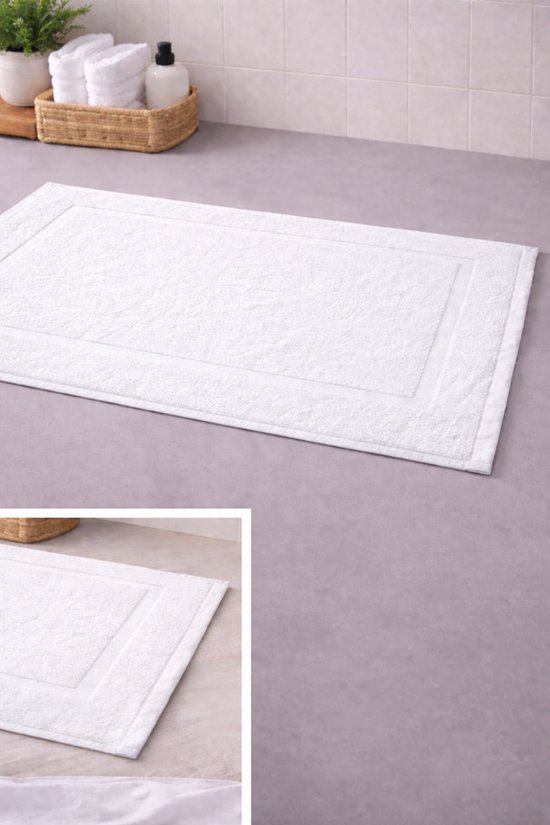The Linen Room Bath Mat 50 × 70 cm – 100% Cotton – 650 GSM – Double Ring Spun – High Absorbency – White Set of 2