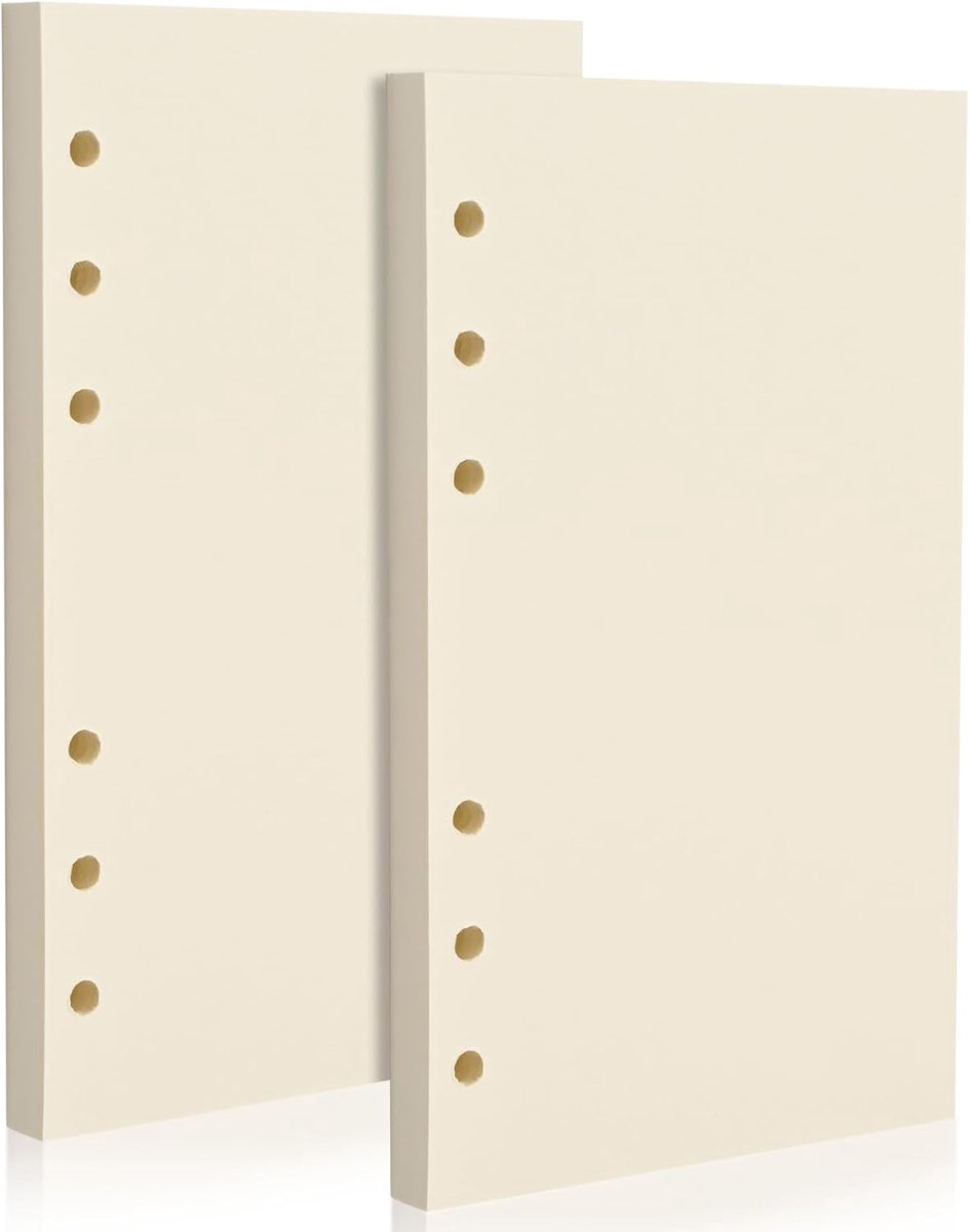 SnelShoppen - A6 Vulpapier met 6 Gaten, Losse Vellen, 2 Pakketten (80 Vellen per Pakket), 100gsm Beige Notitieboek Navulling - Geschikt voor A6 6-Ring