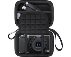 SnelShoppen - Camera Draagtas voor Digitale Camera's - Hard EVA Bescherming - Geschikt voor RICOH GR III/IIIx - Mesh Zak voor Batterijen & USB Kabel -