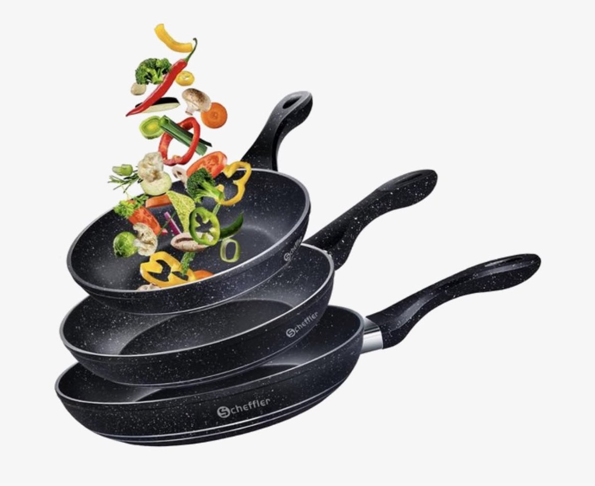Scheffler Pannenset - Pan 20/24/28 cm - Koekenpannen - Braadpan - Pannen met antiaanbaklaag - Geschikt voor alle warmtebronnen