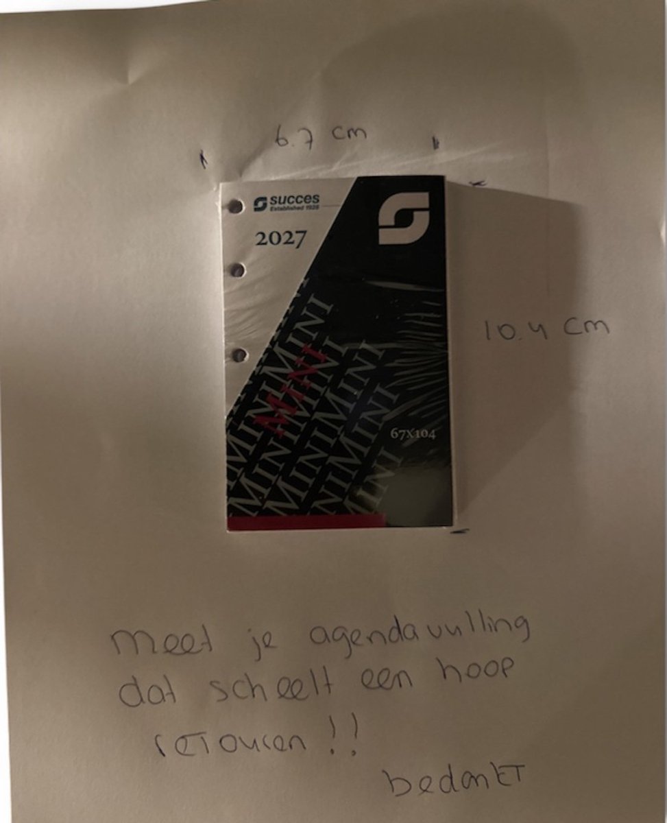 Succes Agendavulling 2027 Kalendergedeelte Creme papier Mini 1 week op 2 pagina's (6.7 cm x 10.4cm)