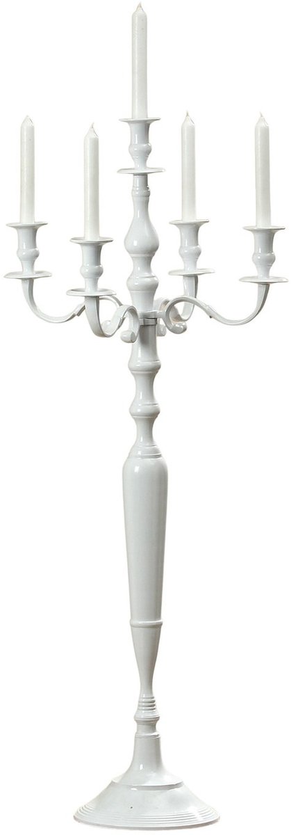 Kandelaar - XL - 104 cm - Ø 46cm - Aluminium - 5 kaars houders - Wit - Boltze