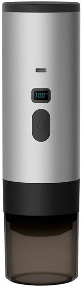 LISM-Capsulekoffiezetapparaat, 90 ml waterreservoir, 120 ml koffiekamer, snelle verwarming en extractie, 7800 mAh batterij, grijs.