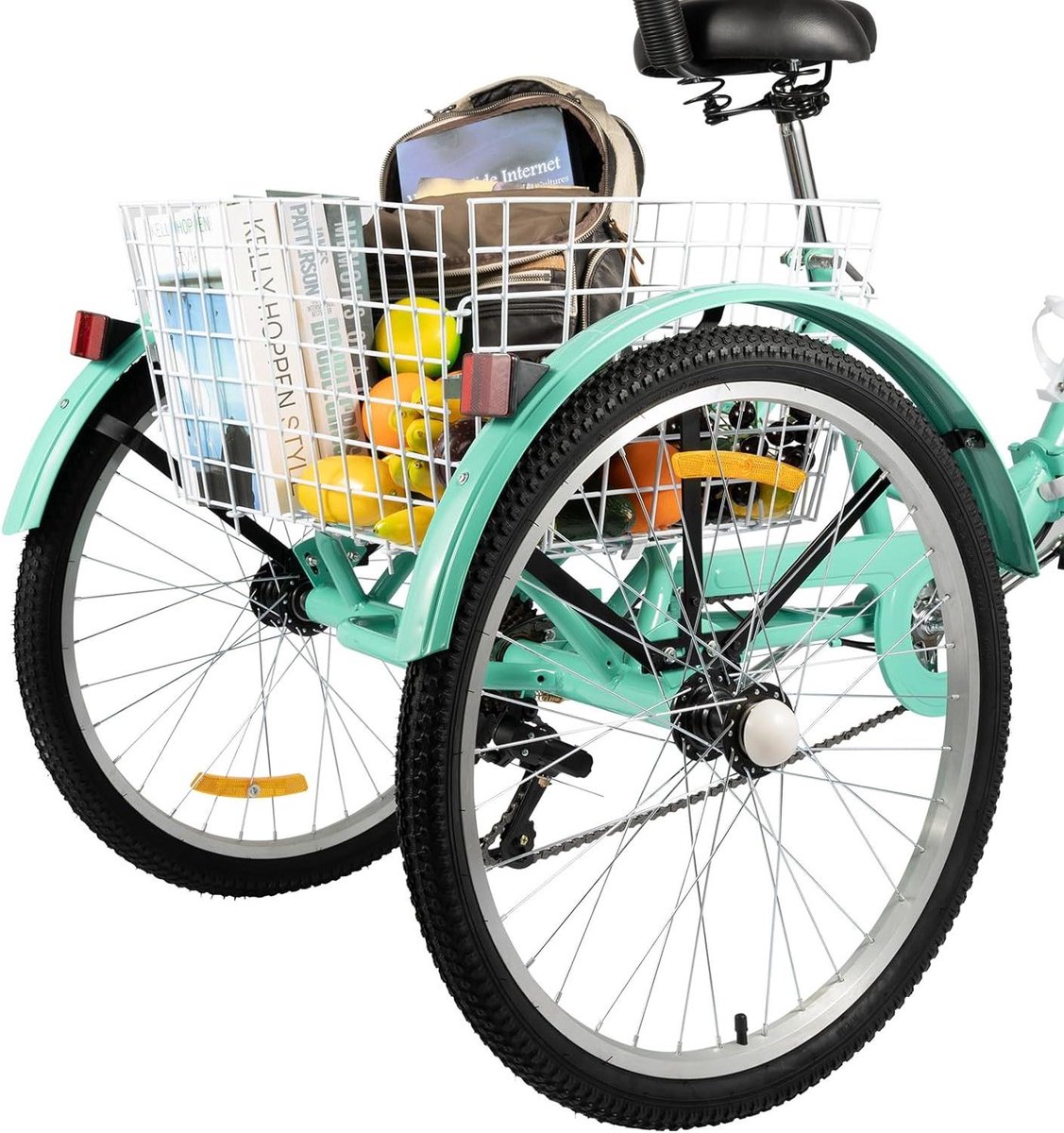 Driewieler voor volwassenen - Trike fiets - Vrije tijd winkelen - Opvouwbaar ontwerp - 24 inch wielen - Groenachtig blauw