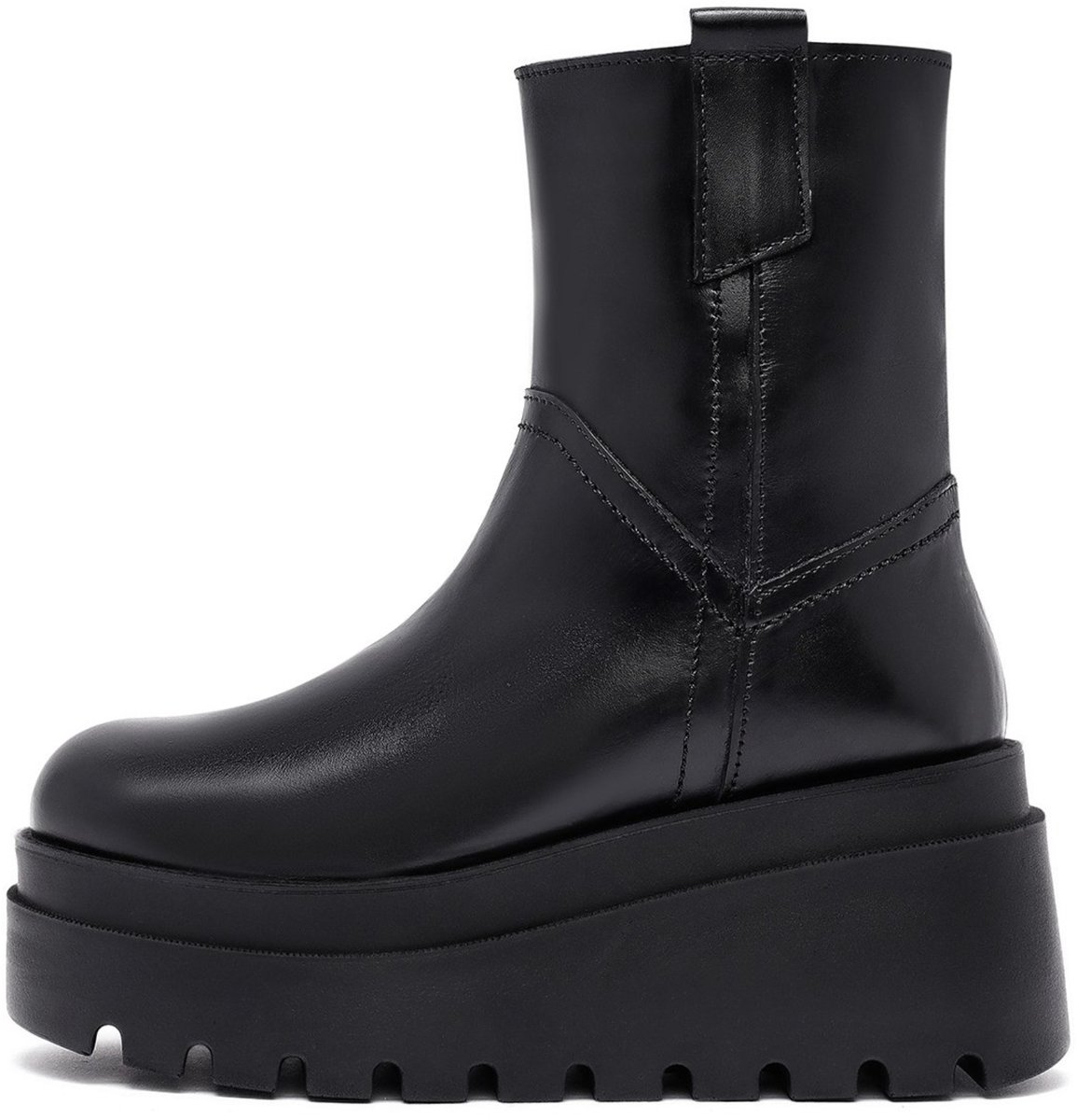 DERIMOD Platfrom Ankle Boots Leather Platform Ankle Boots