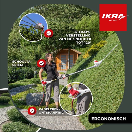 IKRA elektrische telescopische heggenschaar ITHS 600, inclusief schouderriem en onderhoudsspray, 600 W van IKRA — afbeelding 2